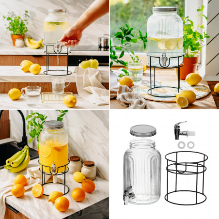 Distribuitor de băuturi Adler AD 6742, 4 L, Sticlă sodiu-calciu, Suport, Transparent