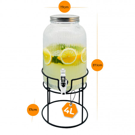 Distribuitor de băuturi Adler AD 6742, 4 L, Sticlă sodiu-calciu, Suport, Transparent