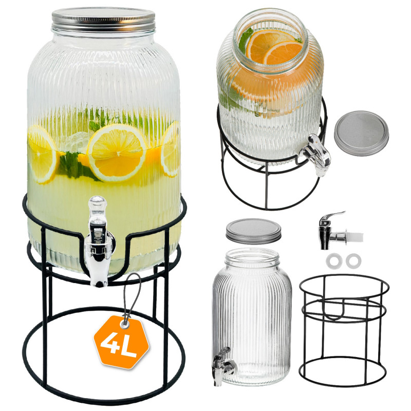 Distribuitor de băuturi Adler AD 6742, 4 L, Sticlă sodiu-calciu, Suport, Transparent