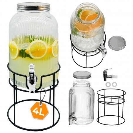 Distribuitor de băuturi Adler AD 6742, 4 L, Sticlă sodiu-calciu, Suport, Transparent