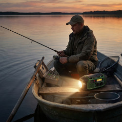 Camry CR 1919 Radio de urgență, panou solar / dinamo portabil / USB-C, 4000 mAh, Bluetooth, afișaj LED, verde / negru