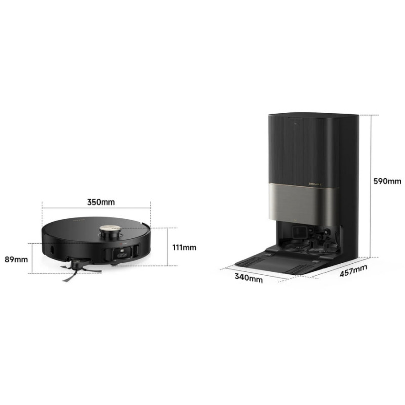 Aspirator robot Dreame X50 Ultra RLX85CE-6-BK, 20000 Pa, detectare AI a obstacolelor, navigare 360°, control vocal, sterilizare UV, negru/dorat