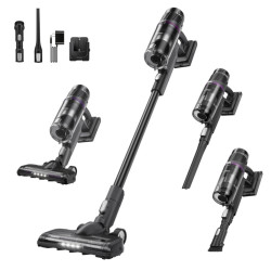 Aspirator vertical 2in1 Eureka NEC520, 200 W, 0,5 l, Aautonomie 50 min, Perie turbo, Reglare a puterii, Filtru HEPA lavabil, Negru