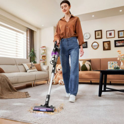 Aspirator vertical 2in1 Eureka NEC490, 350 W, Afisaj LED si lumina, Single Cyclone, 60 min, Statie de golire automata si incarcare, Negru