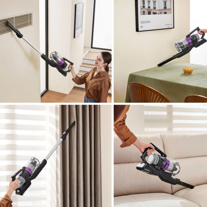 Aspirator vertical 2in1 Eureka NEC490, 350 W, Afisaj LED si lumina, Single Cyclone, 60 min, Statie de golire automata si incarcare, Negru