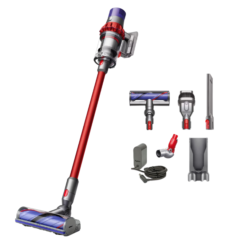 Aspirator vertical Dyson V10 Origin 394464-01, 525W, 151AW, 0.76l, 125000 rpm, 60 min, 3 moduri, Motorbar clar, Nichel/negrit