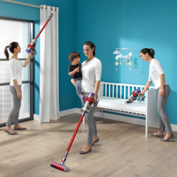 Aspirator vertical Dyson V10 Origin 394464-01, 525W, 151AW, 0.76l, 125000 rpm, 60 min, 3 moduri, Motorbar clar, Nichel/negrit