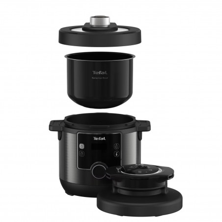 Mașină de gătit sub presiune Tefal Turbo Cuisine & Fry CY778830, 70 kPa, 1200W, 7.6 l, 15 programe, Acoperire neaderentă, Menținere căldură, Control digital, Negru
