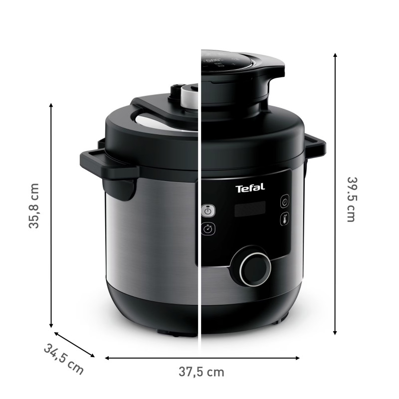 Mașină de gătit sub presiune Tefal Turbo Cuisine & Fry CY778830, 70 kPa, 1200W, 7.6 l, 15 programe, Acoperire neaderentă, Menținere căldură, Control digital, Negru