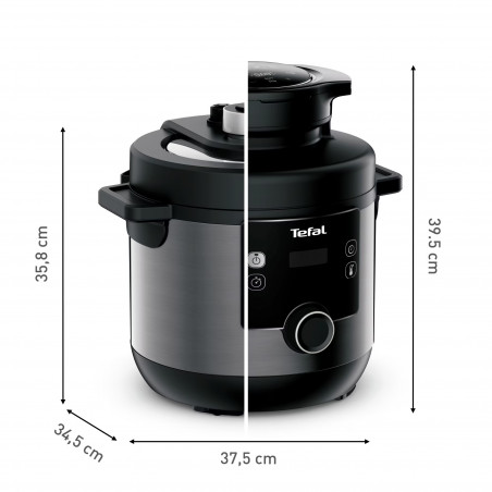 Mașină de gătit sub presiune Tefal Turbo Cuisine & Fry CY778830, 70 kPa, 1200W, 7.6 l, 15 programe, Acoperire neaderentă, Menținere căldură, Control digital, Negru