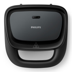 Toaster pentru sandvișuri Philips HD2331/90 Seria 3000, 750 W, Pentru până la 2 felii/4 sandvișuri triunghiulare, Plăci din aluminiu neaderente, Negru