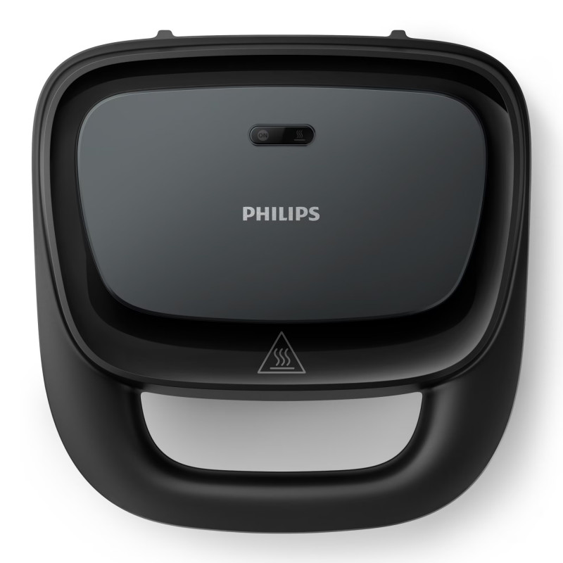 Toaster pentru sandvișuri Philips HD2331/90 Seria 3000, 750 W, Pentru până la 2 felii/4 sandvișuri triunghiulare, Plăci din aluminiu neaderente, Negru
