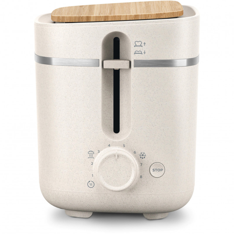 Toaster Philips HD2640/10 Conscious collection, 830 W, Pentru 2 felii, 8 niveluri de coacere, Tavă de firimituri, Dezghețare, Reîncălzire, Alb mat