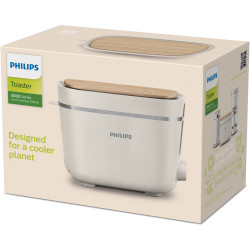 Toaster Philips HD2640/10 Conscious collection, 830 W, Pentru 2 felii, 8 niveluri de coacere, Tavă de firimituri, Dezghețare, Reîncălzire, Alb mat