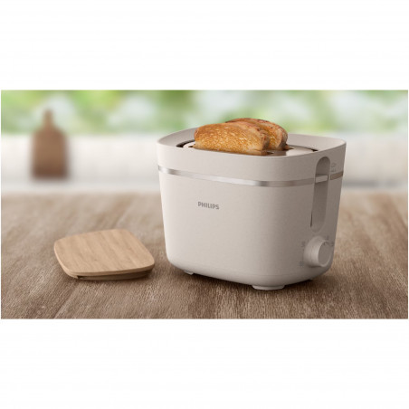 Toaster Philips HD2640/10 Conscious collection, 830 W, Pentru 2 felii, 8 niveluri de coacere, Tavă de firimituri, Dezghețare, Reîncălzire, Alb mat