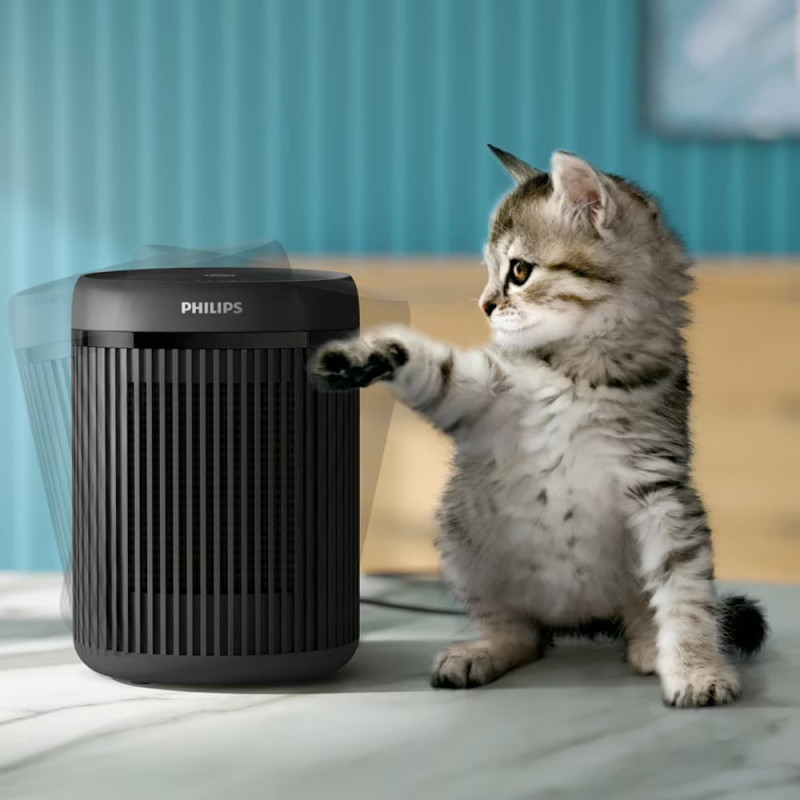 Ventilator-suflantă cu încălzire ceramică Philips CX2120/01, 600/1500 W, Pentru până la 15m2, 3 setări de temperatură, Protecție la răsturnare, Negru