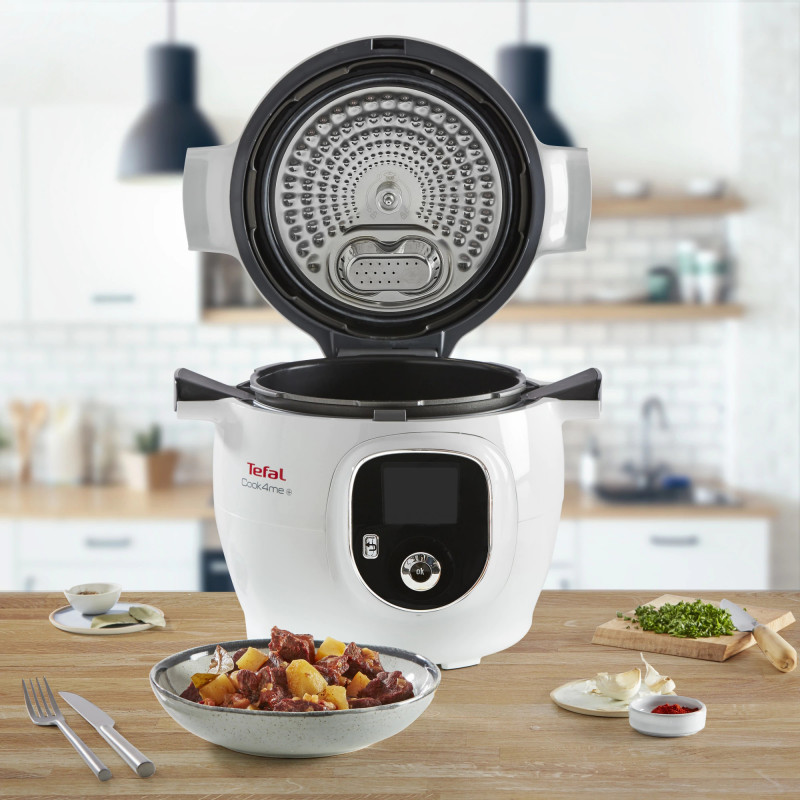 Multicooker Tefal CY851130 Cook4me, 1600 W, 6 L, 6 moduri de gătit, Pornire întârziată, Economisire căldură, Alb