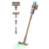 Aspirator vertical Dyson V15 Detect Absole 447000-01, 660W, 0.76 l, 60 min autonomie, Senzori, 3 moduri, LCD, Gri / aur