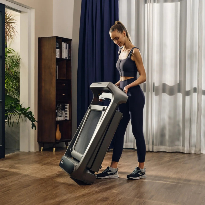 Banda de alergare Xiaomi KingSmith WalkingPad X218, 1400W, 1.75 hp, Până la 136 kg, 1/18 km/h, Touch Control, Calorii, Ritmul cardiac, iOS, Android, NFC, OLED, Pliabil, Negru / Gri