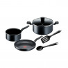 Set vase si ustensile Tefal C2678074 Starter Black, 6 piese, Acoperire cu titan, Fara PFOA, Thermo-Fusion, Thermo-Signal, Inductie, Negru