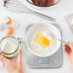 Cantar de bucatarie Tefal Optiss BC50U4V0, Pana la 5 kg, TARE, LCD, Sticla, Cifre mari, Argintiu