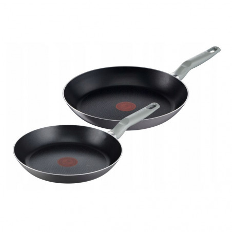 Set 2 tigai Tefal B5839153, 24/28 cm, Acoperire cu titan, Fara PFOA, Thermo-Fusion, Thermo-Signal, Inductie, Negru
