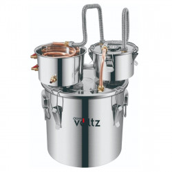Cazan pentru tuica Oliver Voltz OV51214B30, 30 l, 35x35 cm, Tub de racire din cupru, Vas de distilare, Pompa de apa, Otel inoxidabil, Argintiu