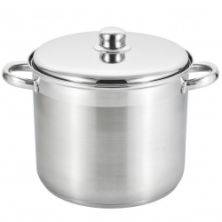 Oala adanca cu capac inox Rosberg R51211B22S, 22 cm, 7,2 l, Baza multistrat, Inductie, Otel inoxidabil