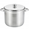 Oala adanca cu capac inox Rosberg R51211B22S, 22 cm, 7,2 l, Baza multistrat, Inductie, Otel inoxidabil