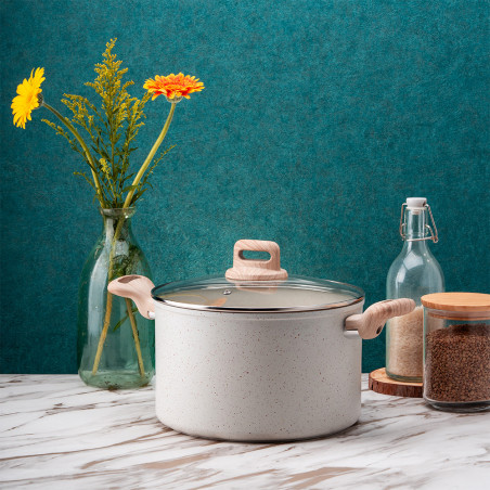 Cratiță Voltz Nice OV54418E24, 24x10,5 cm, 4,7 l, acoperire marmură, inducție, crem melanj