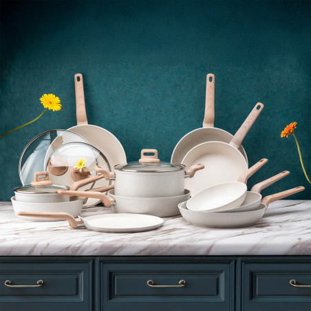 Cratiță Voltz Nice OV54418E28, 28x11,5 cm, 6,8 l, acoperire marmură, inducție, crem melanj