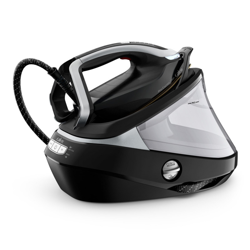 Statie de calcat cu aburi Tefal Pro Express Vision GV9821E0, 3000 W, 9 bar, 1,2 L, 800 g/min, Smart Steam, Sistem anti-picurare si anti-calcar, Calcare verticala, Negru/Gri