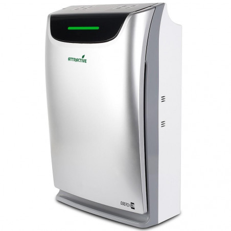 Purificator si umidificator de aer Oberon 220 HYBRID, 65 W, Pana la 40 m², 220 m³/h, 3 viteze, Ionizator, Timer, Sleep Mode, Argintiu