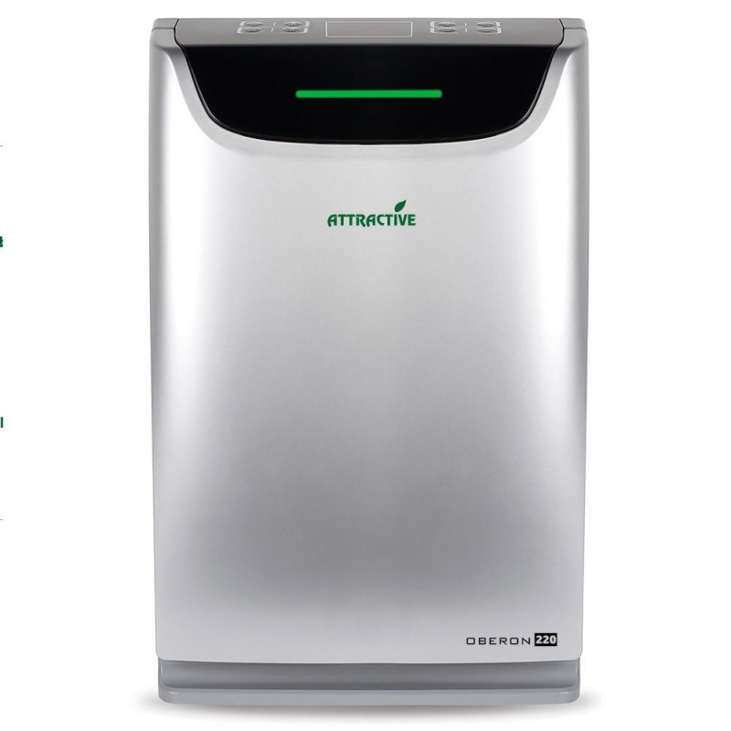 Purificator si umidificator de aer Oberon 220 HYBRID, 65 W, Pana la 40 m², 220 m³/h, 3 viteze, Ionizator, Timer, Sleep Mode, Argintiu