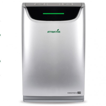 Purificator si umidificator de aer Oberon 220 HYBRID, 65 W, Pana la 40 m², 220 m³/h, 3 viteze, Ionizator, Timer, Sleep Mode, Argintiu