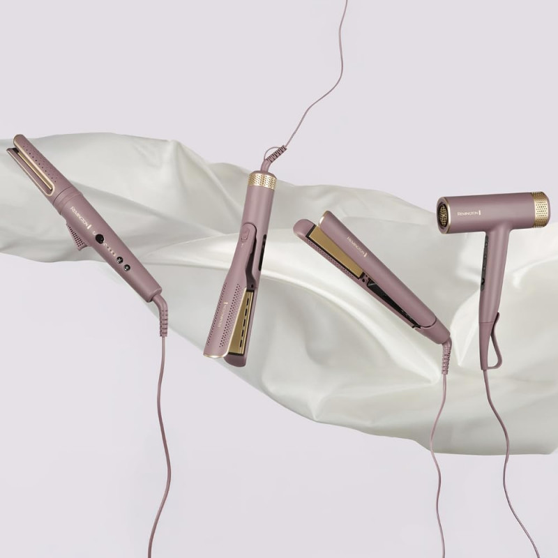 Placă de îndreptat părul Remington S8930 AIRvive™, 61 W, 5 setări până la 230 °C, acoperire ceramică, aer ionic, afișaj LCD, violet/auriu