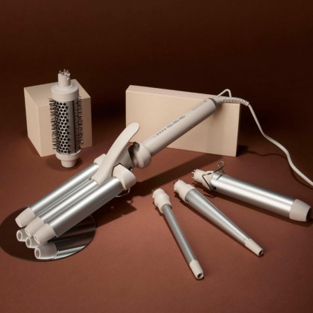 Aparat de coafat parul Remington CI41MS5 Trendology 5-in-1, 92 W, 5 setari pana la 210°C, Acoperire ceramica, Ionizare, Afisaj LED, Violet/Auriu