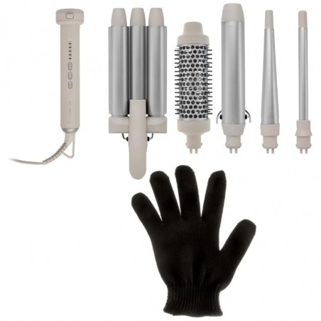 Aparat de coafat parul Remington CI41MS5 Trendology 5-in-1, 92 W, 5 setari pana la 210°C, Acoperire ceramica, Ionizare, Afisaj LED, Violet/Auriu