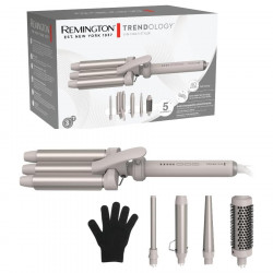 Aparat de coafat parul Remington CI41MS5 Trendology 5-in-1, 92 W, 5 setari pana la 210°C, Acoperire ceramica, Ionizare, Afisaj LED, Violet/Auriu