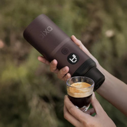 Espressor portabil Wacaco Pixapresso, 20 bari, 210 ml, Cafea macinata si capsule NS/Nespresso, 9000 mAh, Maro