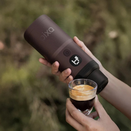 Espressor portabil Wacaco Pixapresso, 20 bari, 210 ml, Cafea macinata si capsule NS/Nespresso, 9000 mAh, Maro