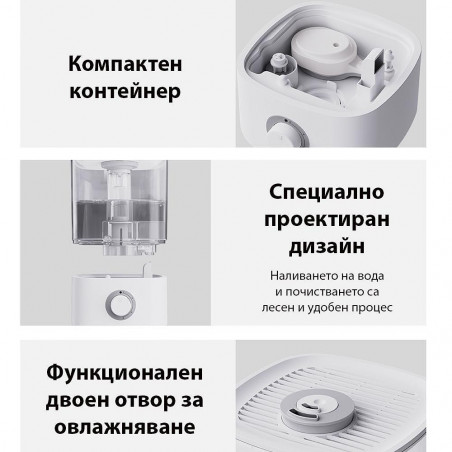 Umidificator de aer Xaomi Lydsto F100, Pana la 20 m², 200 l/h, 2,5 l, 3 trepte, Oprire automata, Alb