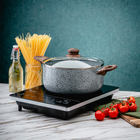 Plita vitroceramica cu infrarosu Oliver Voltz OV51445M, 2000W, Afisaj LED, 5 programe, Negru.