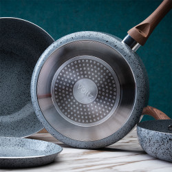 Oala Oliver Voltz Siena OV51318J24, 24 cm, 4.7L, Finisaj marmura, Inductie, Manere moi, Gri/Maro