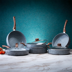 Tigaie wok Oliver Voltz Siena OV51320J26, 26 cm, Finisaj marmura, Inductie, Gri