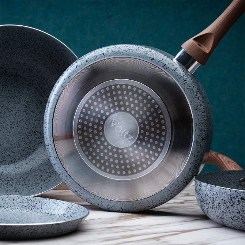 Tigaie adanca Oliver Voltz Siena OV51319J22D, 22 cm, Acoperire marmura, Inductie, Fara PFOA, Gri