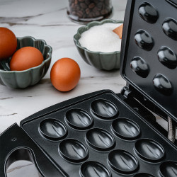 Aparat pentru copt 12 forme coji de nuci Rosberg R51442D, 800W, Placi antiaderente, Negru
