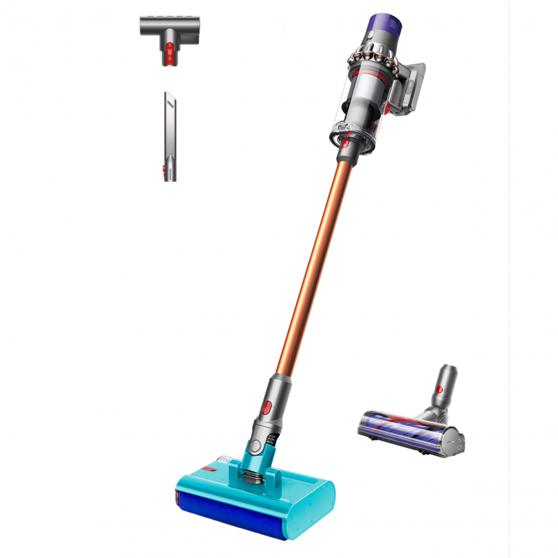 Aspirator vertical Dyson V10 Cyclone Submarine 594446-01, 150AW, 0,76 L, 60 min, uscat/umed, 3 moduri, golire igienică, Root Cyclone™, nichel/turcoaz