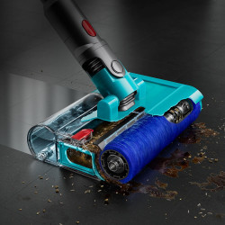 Aspirator vertical Dyson V10 Cyclone Submarine 594446-01, 150AW, 0,76 L, 60 min, uscat/umed, 3 moduri, golire igienică, Root Cyclone™, nichel/turcoaz