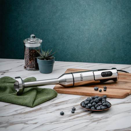 Blender manual Oliver Voltz OV51112JP, 1500W, 2 viteze, Atasament pentru cartofi, Lama din otel inoxidabil, Inox